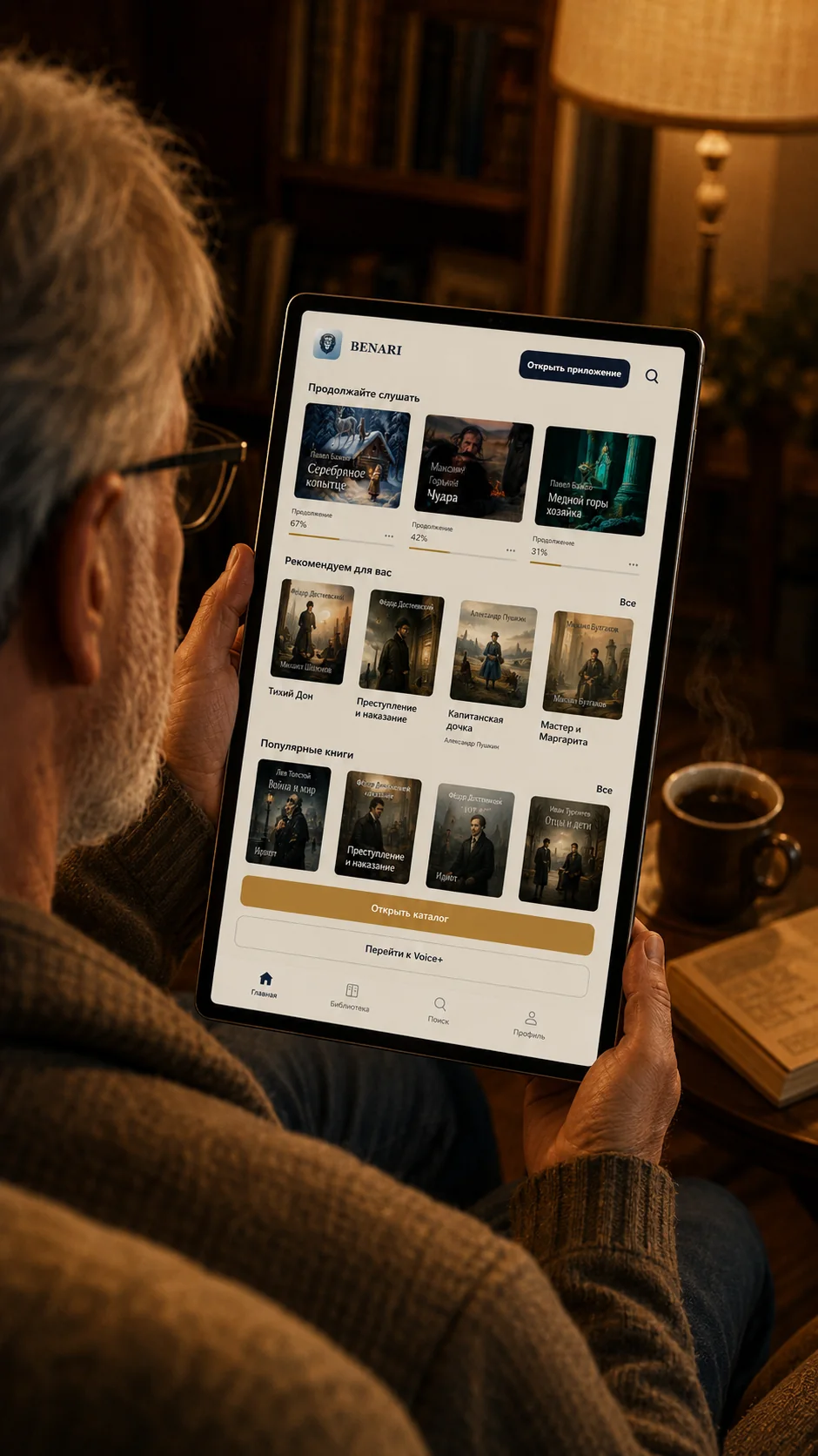 Reading an ebook at home